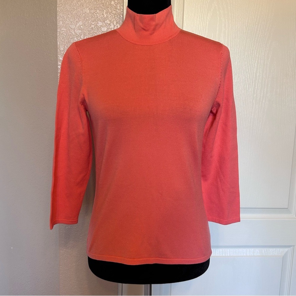 Alfani Coral Orange Silk Blend Sweater Blouse‎ Size Small